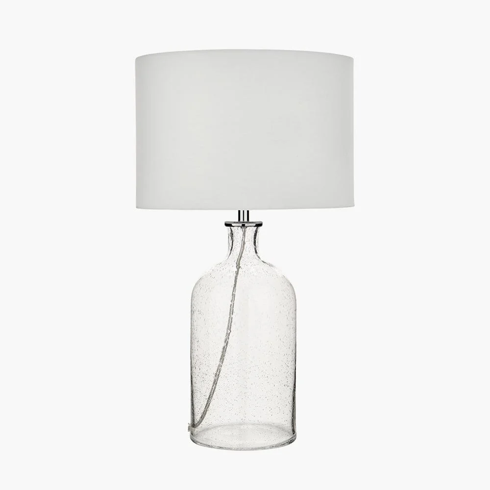 Clarida Clear Textured Glass Table Lamp With White Shade - Image 2