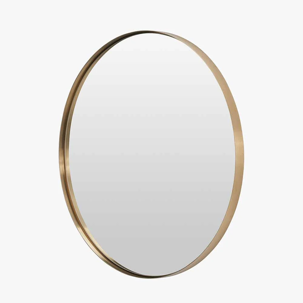 Claudia Brushed Gold Large Slim Frame Round Wall Mirror - Image 2
