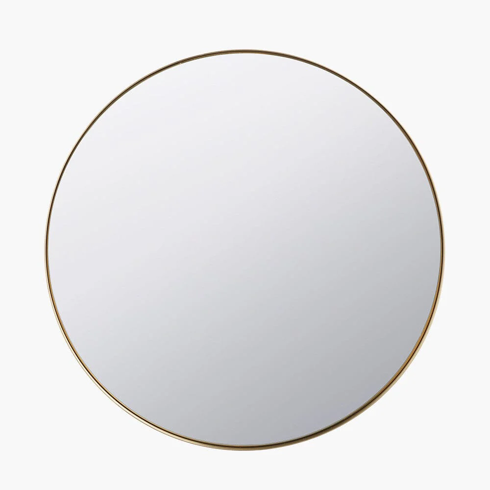 Claudia Brushed Gold Large Slim Frame Round Wall Mirror - Image 3
