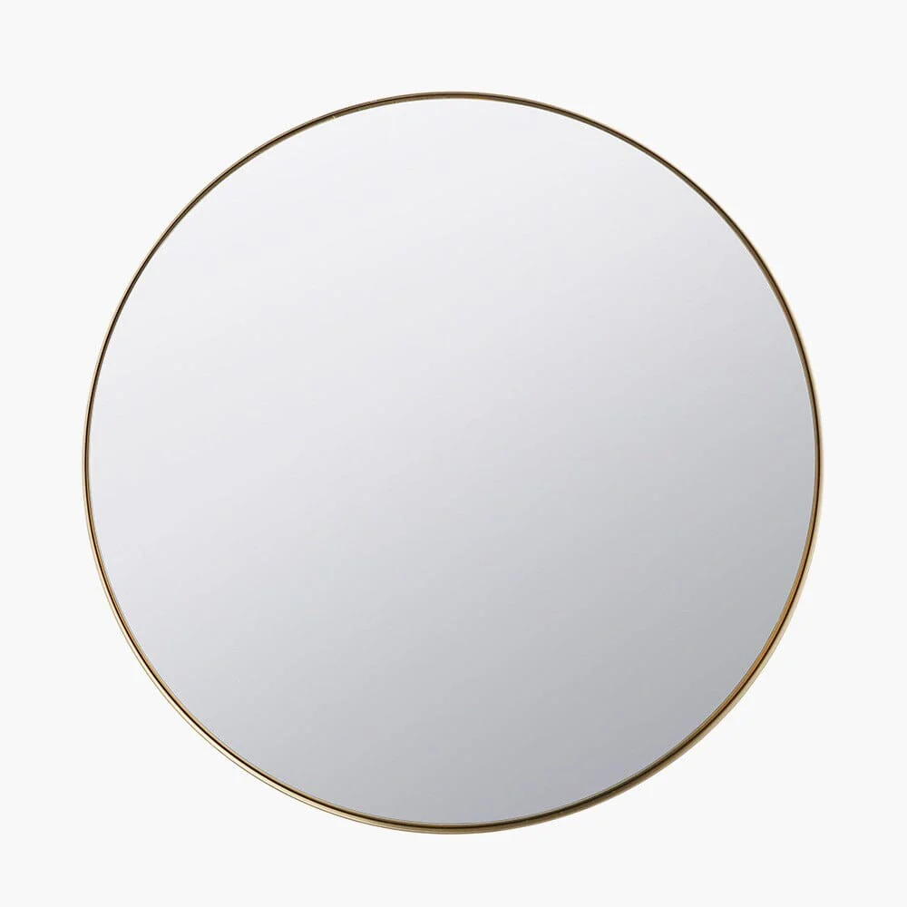 Claudia Brushed Gold Medium Slim Frame Round Wall Mirror - Image 3