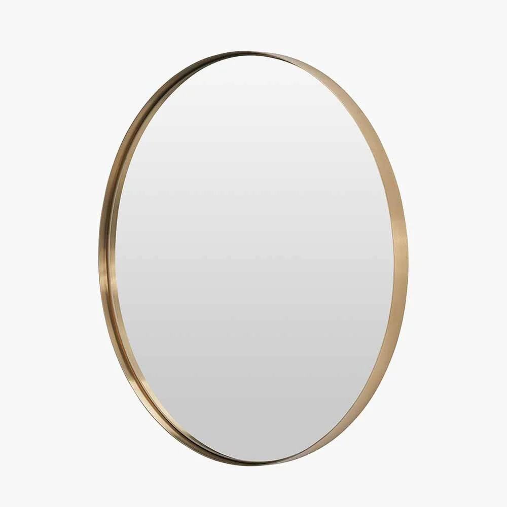 Claudia Brushed Gold Medium Slim Frame Round Wall Mirror - Image 4