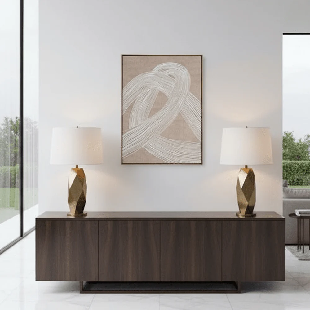 Clay Neutral Abstract Line Art Framed Canvas Wall Art- II