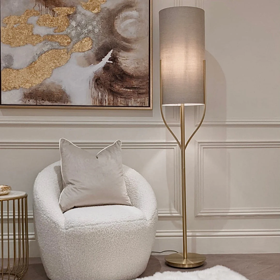 Cleo Gold & Oatmeal Floor Lamp