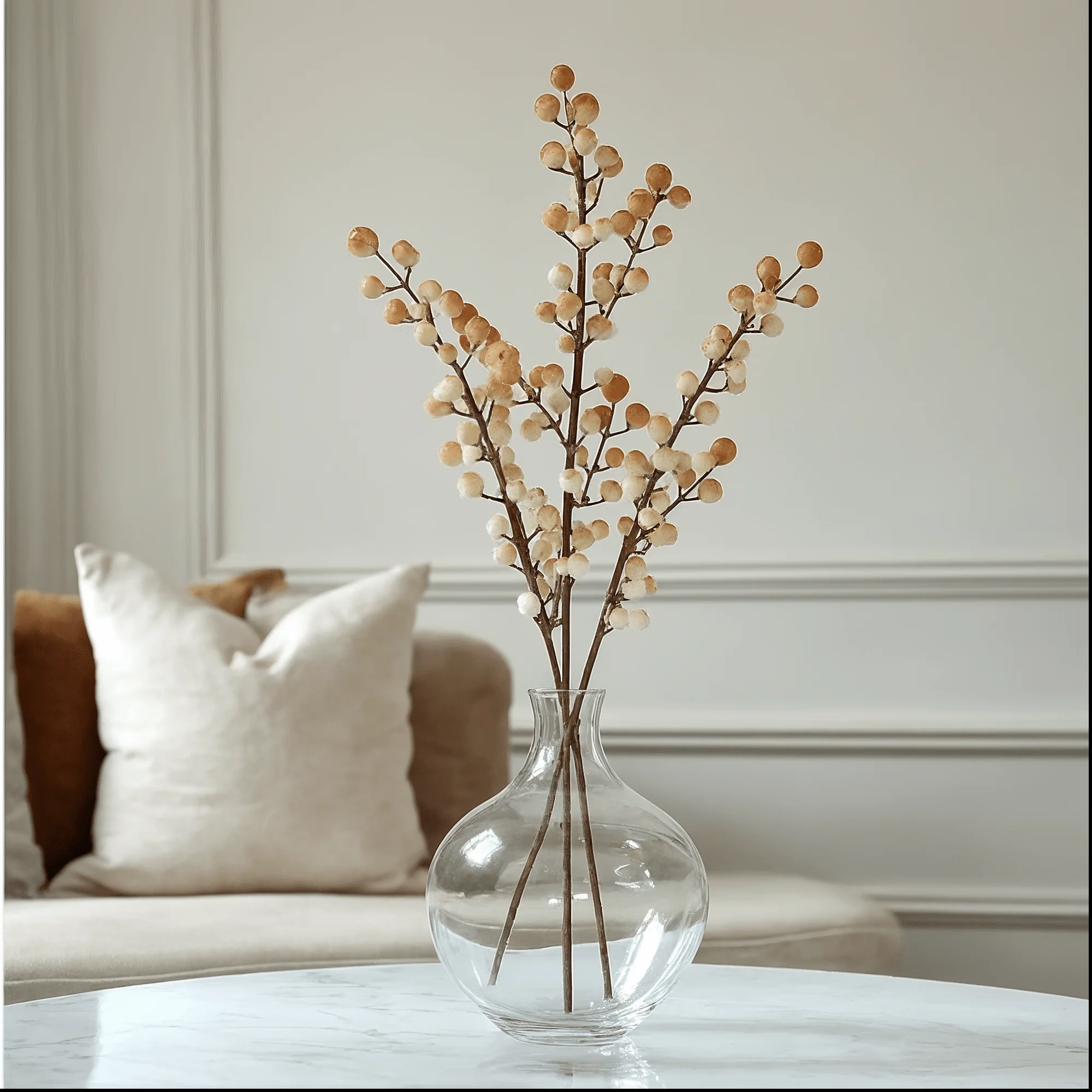 Coffee Faux Berry Single Stem Floral