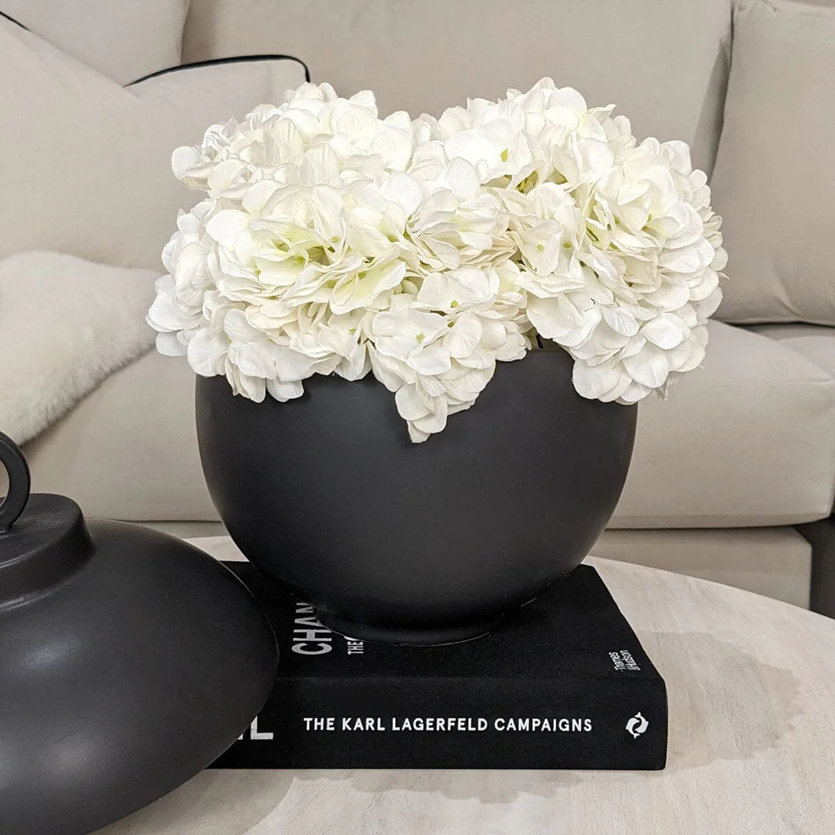 Colton Large Black Ceramic Lidded Decorative Jar - Image 2