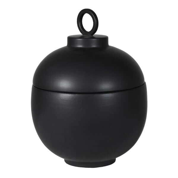 Colton Large Black Ceramic Lidded Decorative Jar - Image 3