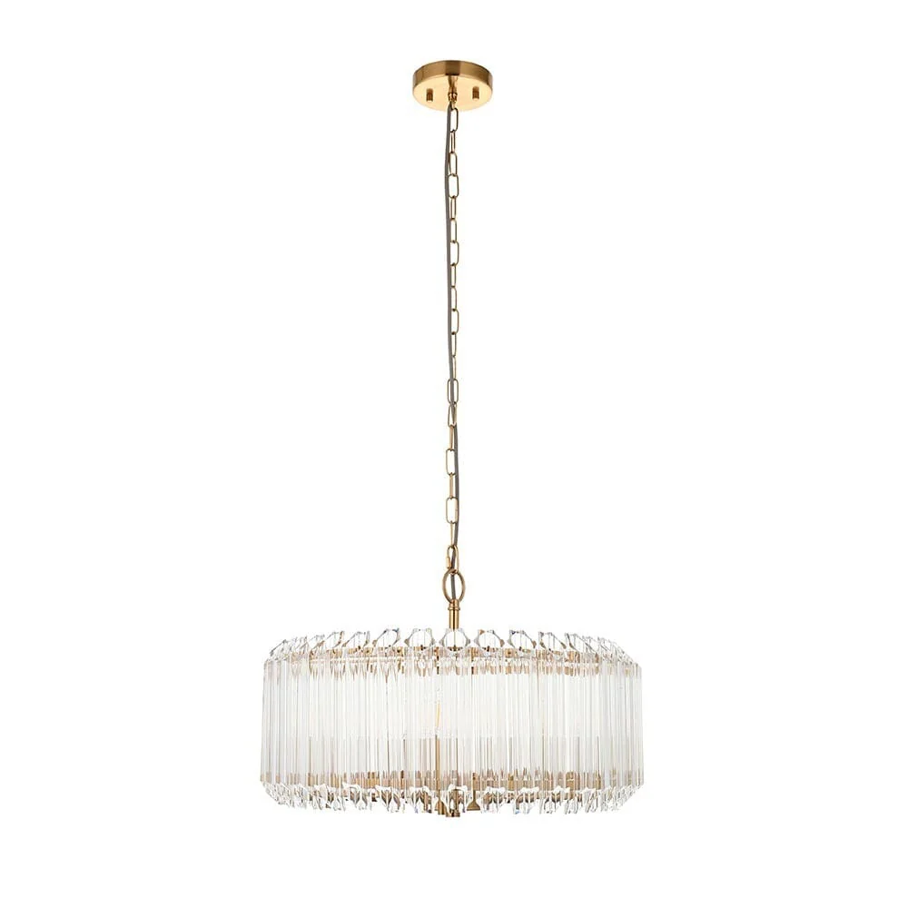 Coltrane Gold and Glass 5 Light Pendant Ceiling Light - Image 2