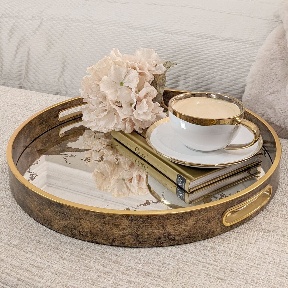 Corretto Bronze Marble Effect Mirrored Tray