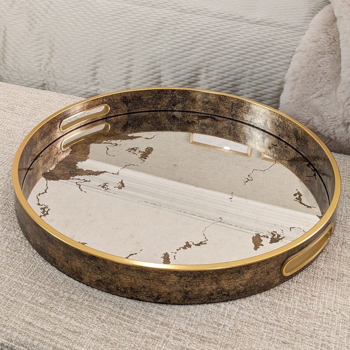 Corretto Bronze Marble Effect Mirrored Tray - Image 2