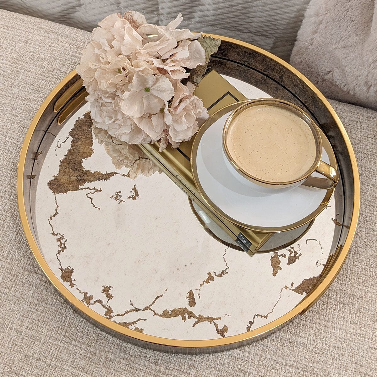 Corretto Bronze Marble Effect Mirrored Tray - Image 3
