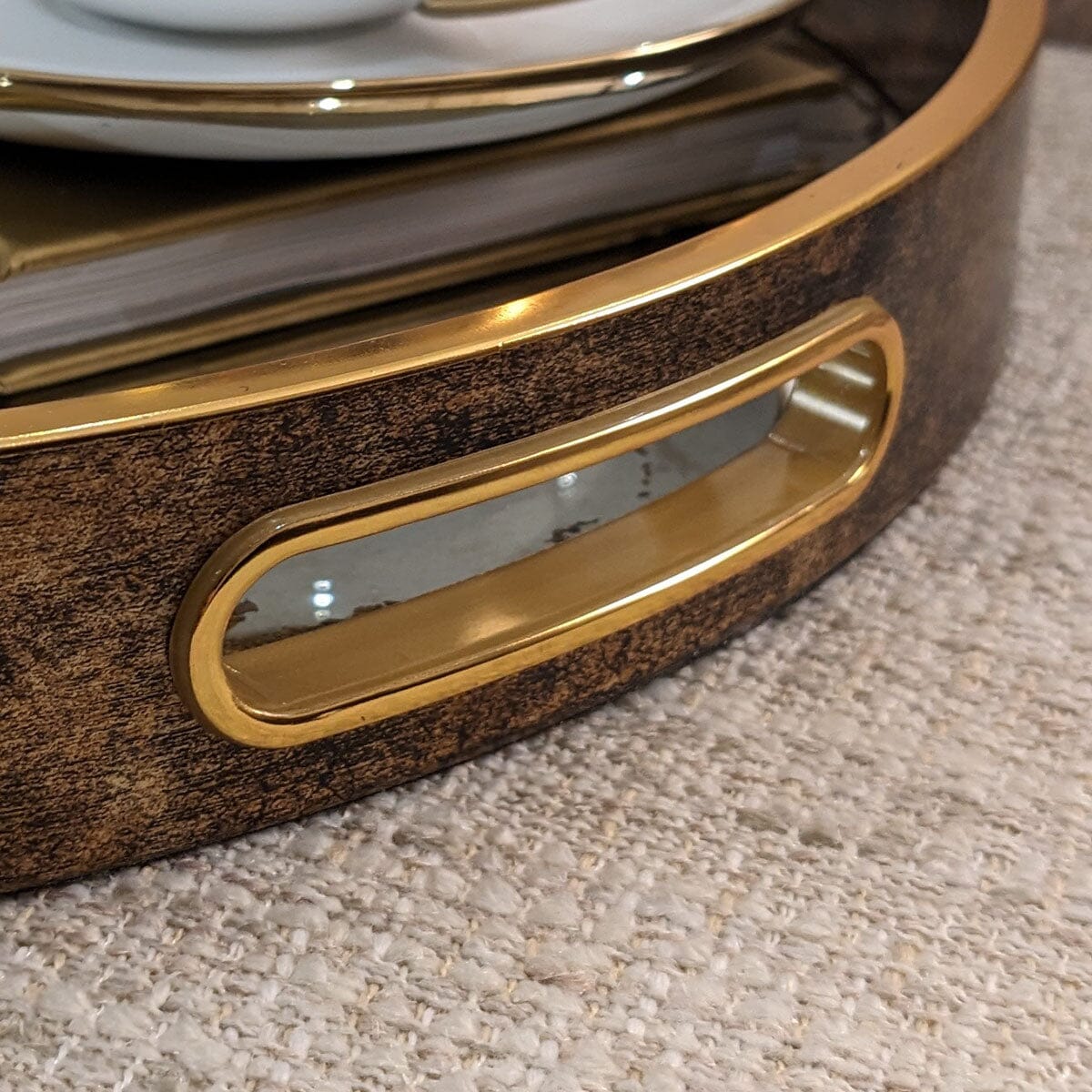 Corretto Bronze Marble Effect Mirrored Tray - Image 4