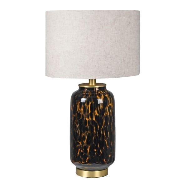 Cortado Tortoise Effect Glass Table Lamp with Linen Shade - Image 3