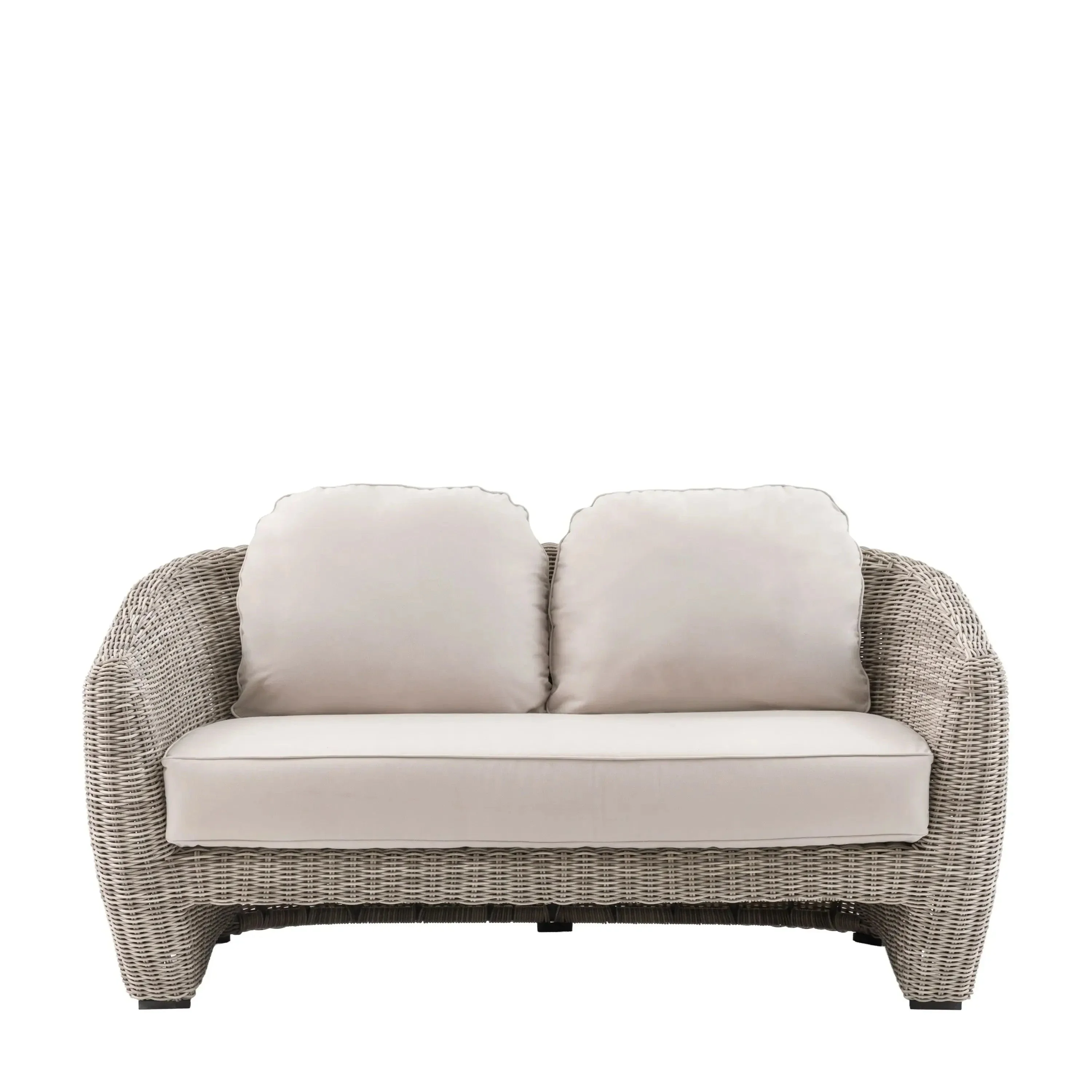 Cotswold Outdoor 2 Seater Neutral Wicker Sofa - Image 2