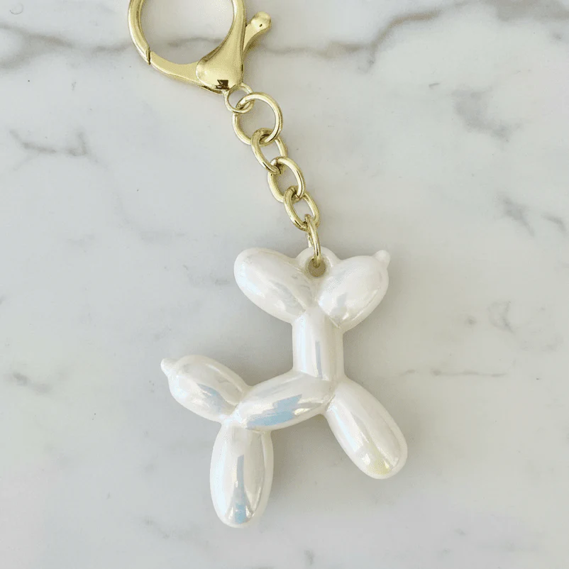 Cream Balloon Dog Keyring