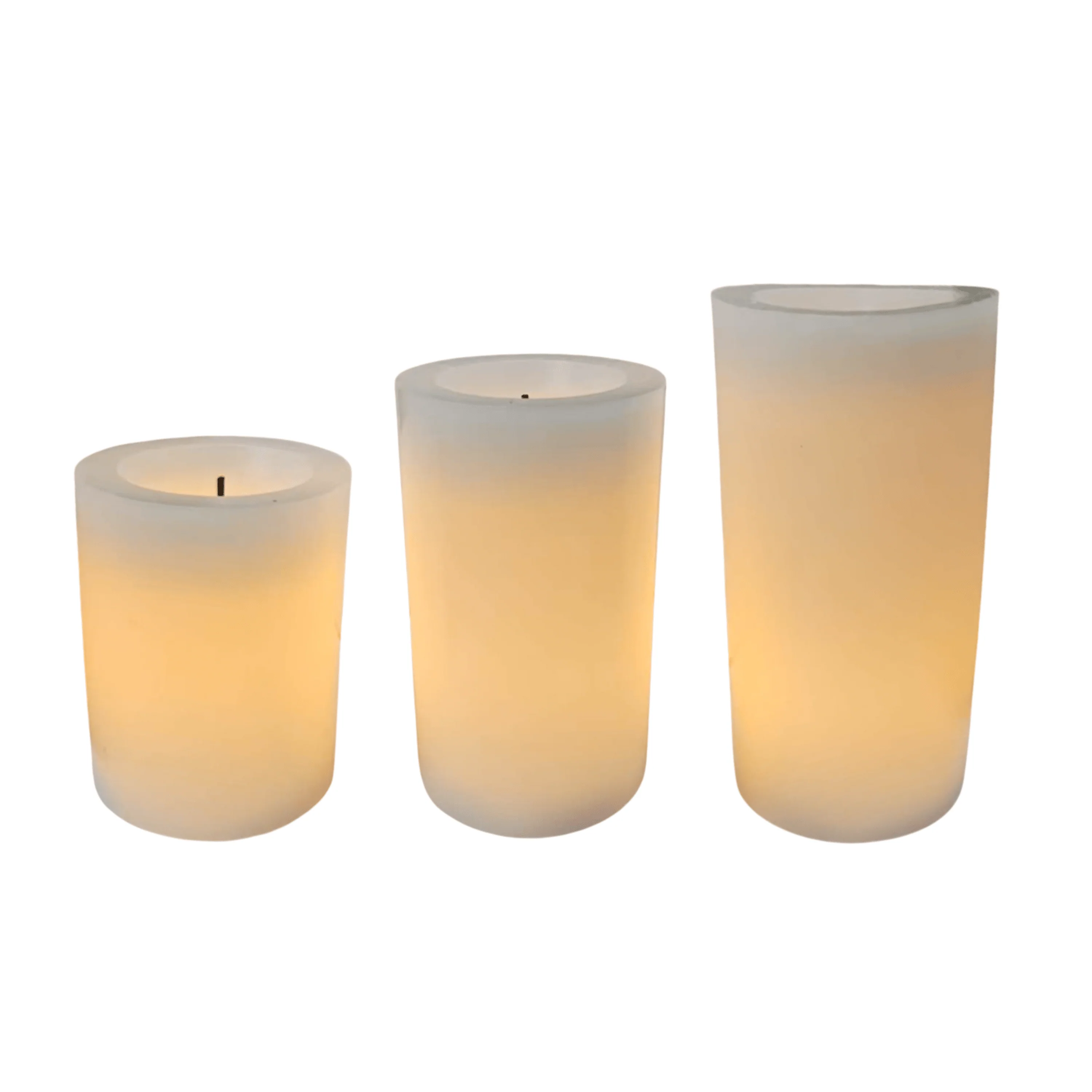 Cream Burnt Effect Realistic LED Candles - Set of 3 - Image 2