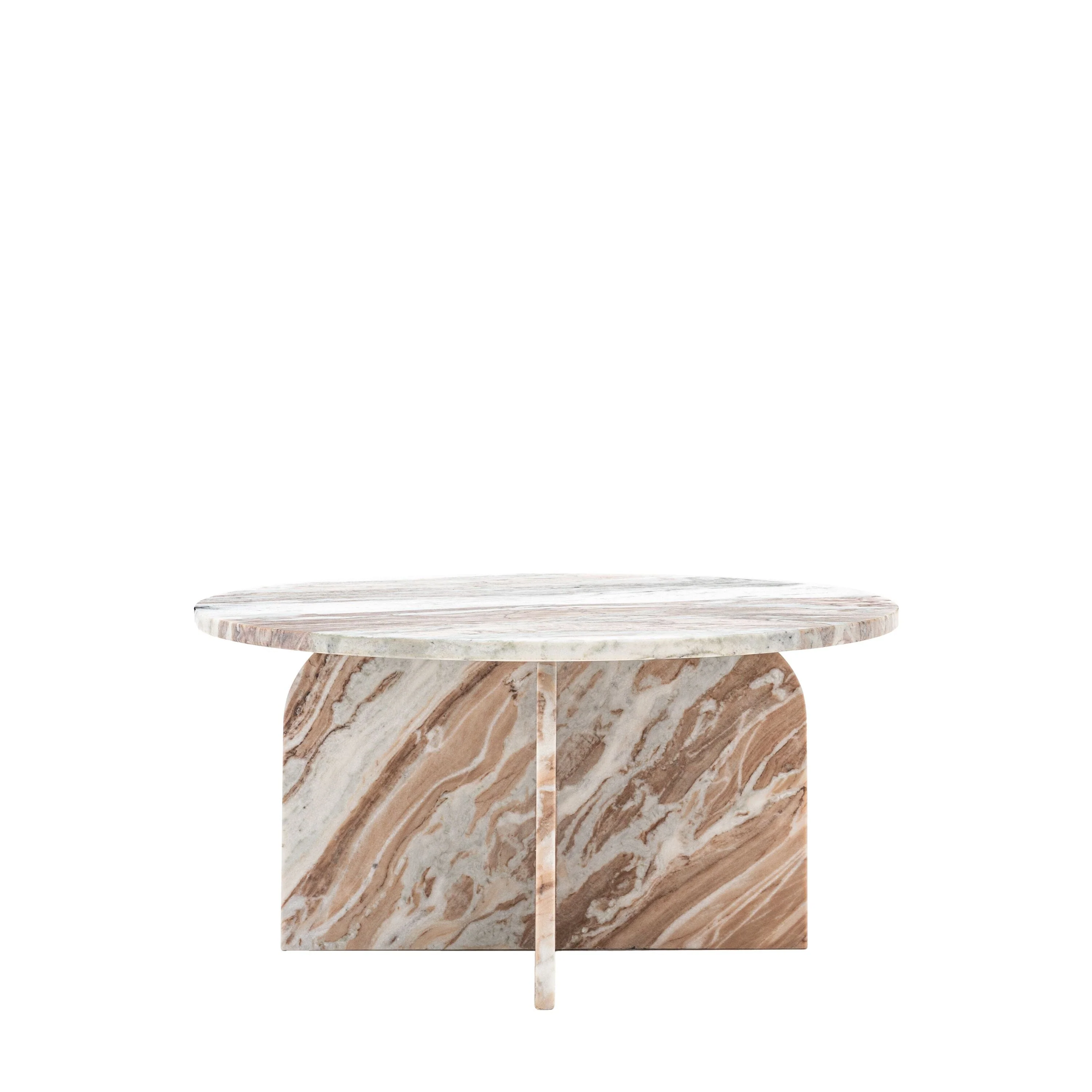 Osaka Cream & Coffee Abstract Natural Marble Coffee Table - Image 2