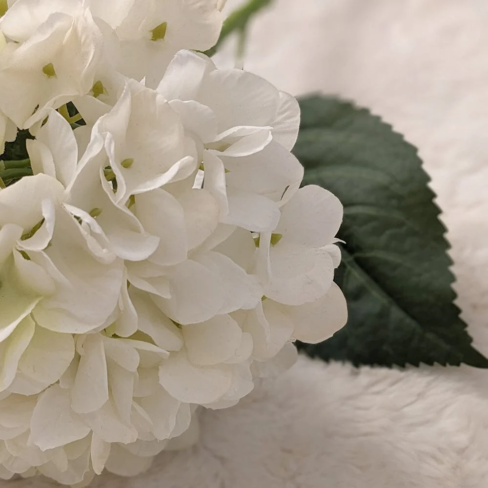 Cream Faux Hydrangea Single Stem Flower - Image 5
