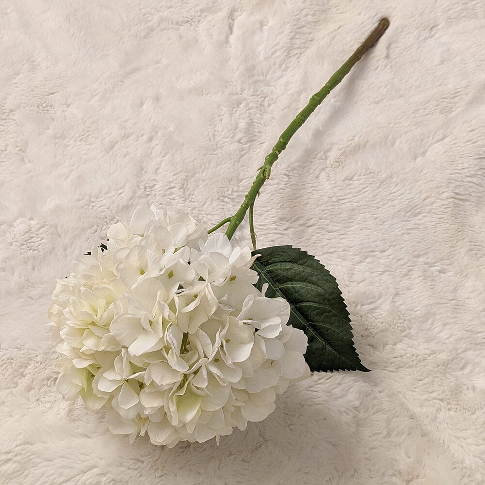 Cream Faux Hydrangea Single Stem Flower - Image 6