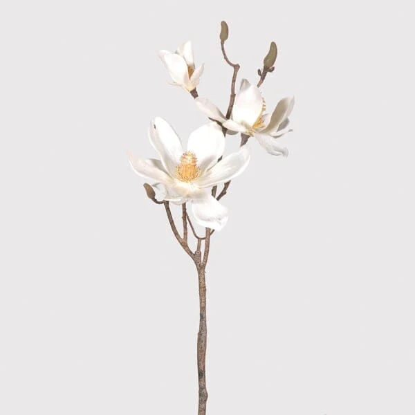 Cream Faux Magnolia Branch Single Stem Floral - Image 5