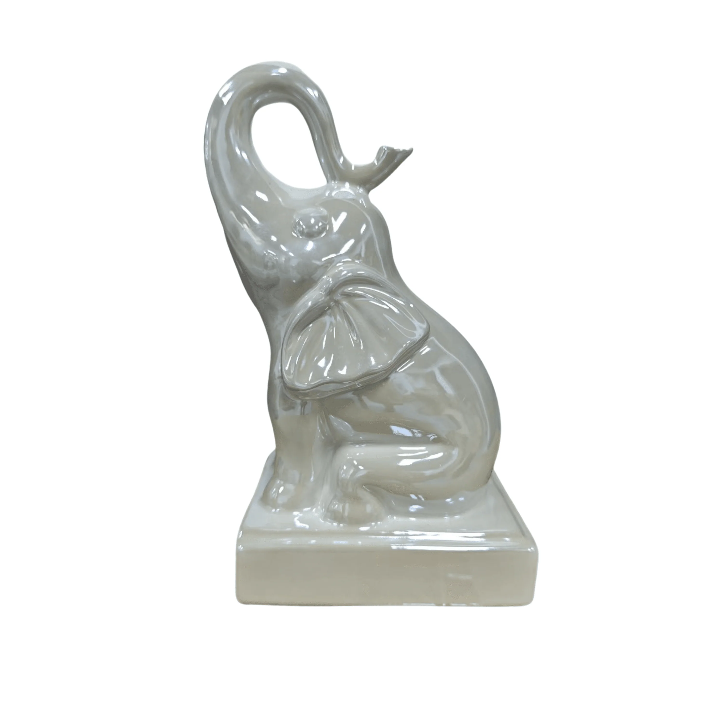 Cream Pearlescent Decorative Elephant Ornament - Image 2