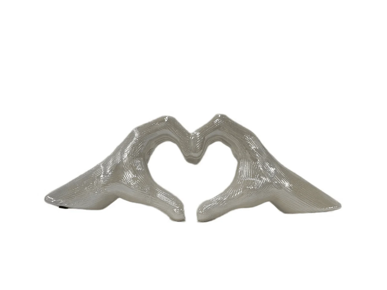 Cream Pearlescent Heart Hands Ornament - Image 2