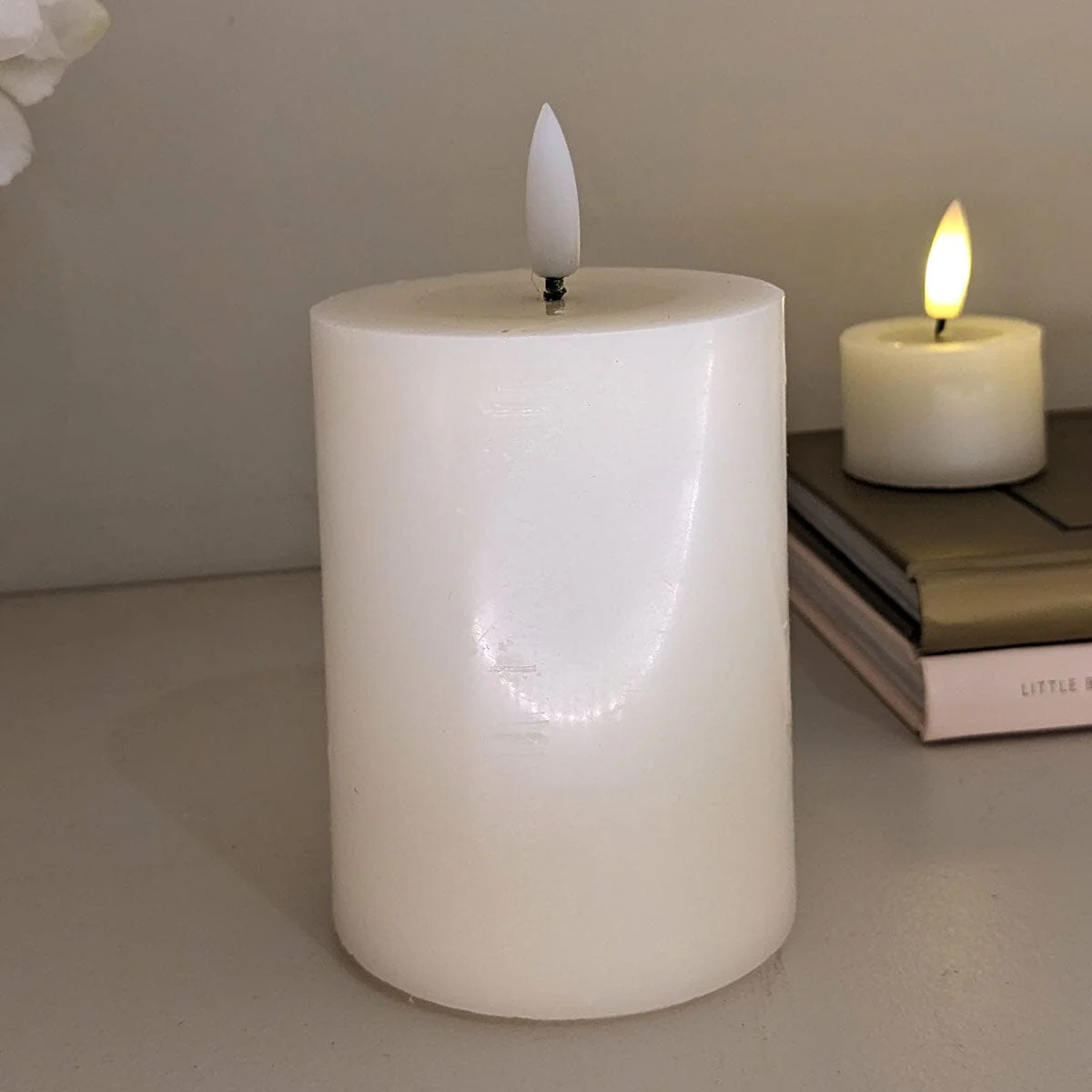 Cream Realistic LED Candle - 10cm - Image 2