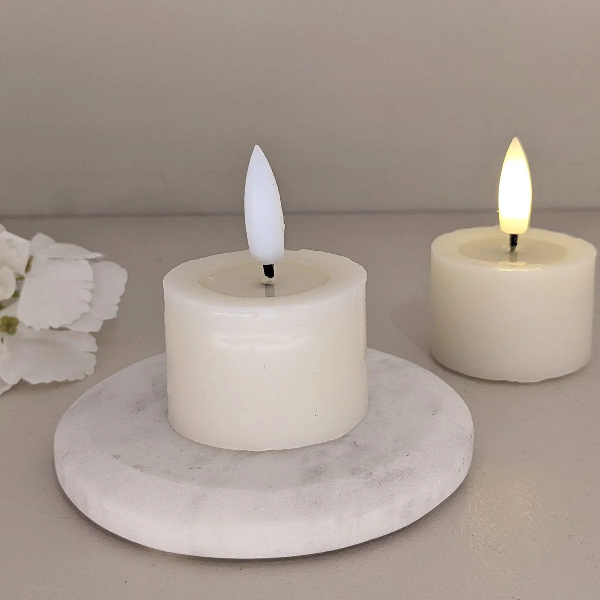 Cream Realistic LED Tealights - Set of 2 - Image 2
