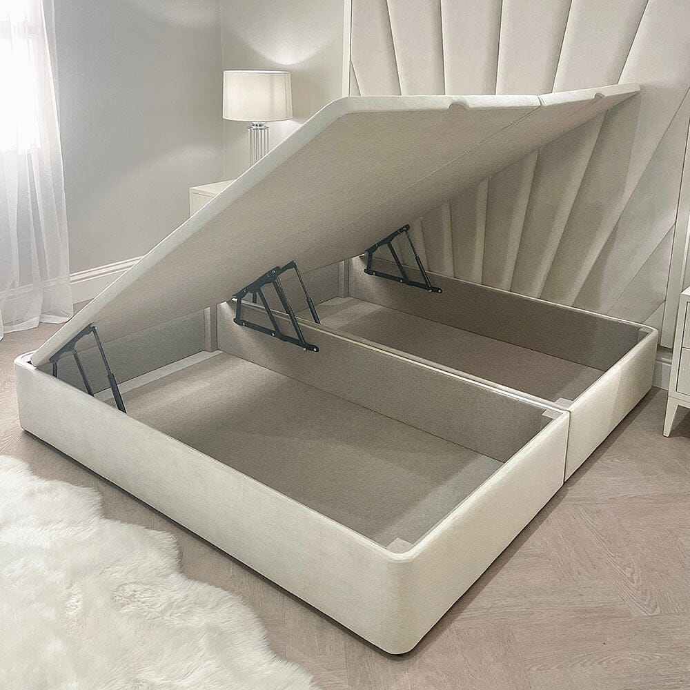 Cream Velvet Ottoman Divan Bed Base
