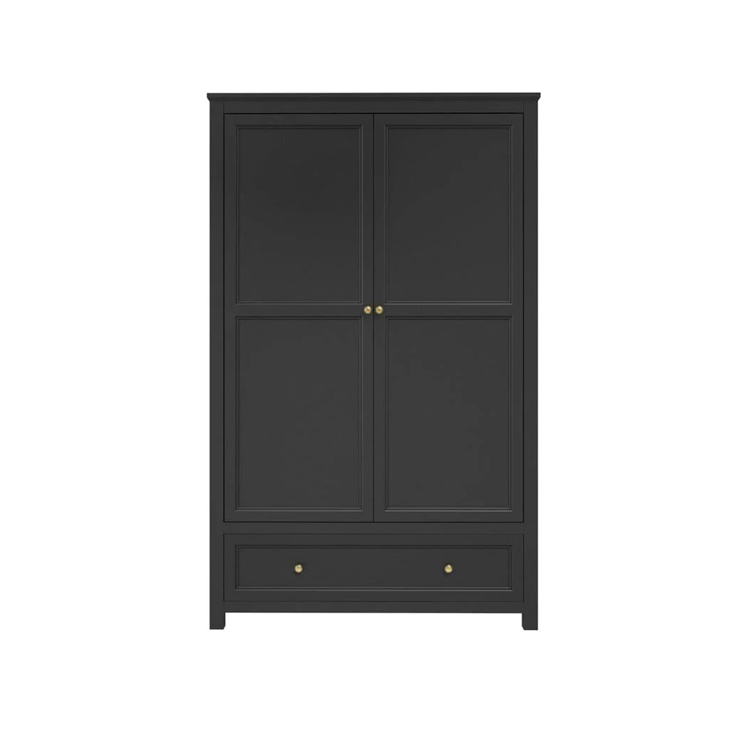 Cynthia Black 2 Door Wardrobe with Gold Handles - Image 2