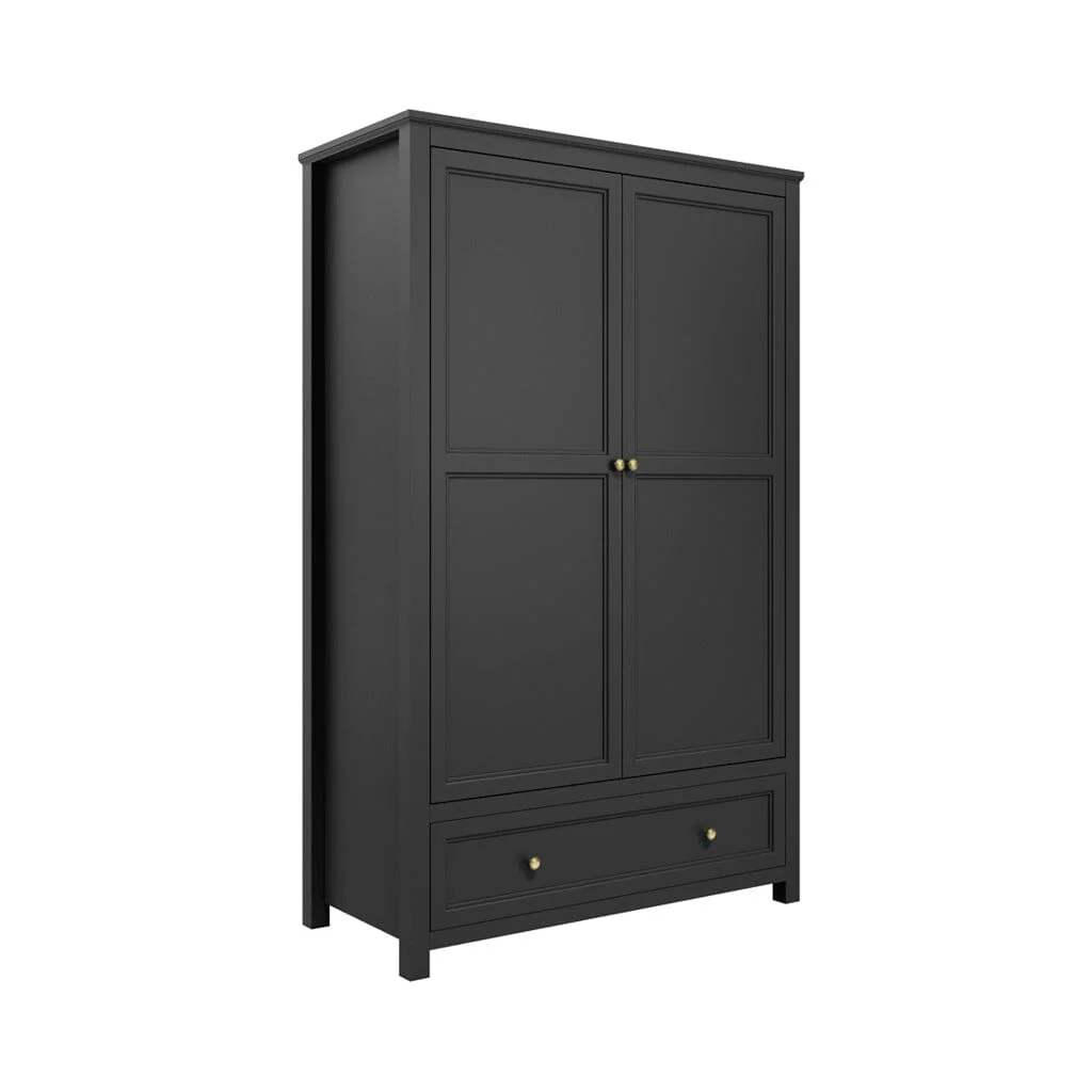 Cynthia Black 2 Door Wardrobe with Gold Handles - Image 3