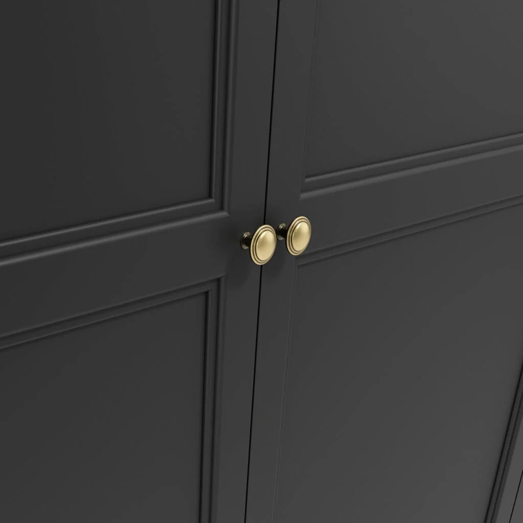 Cynthia Black 2 Door Wardrobe with Gold Handles - Image 5