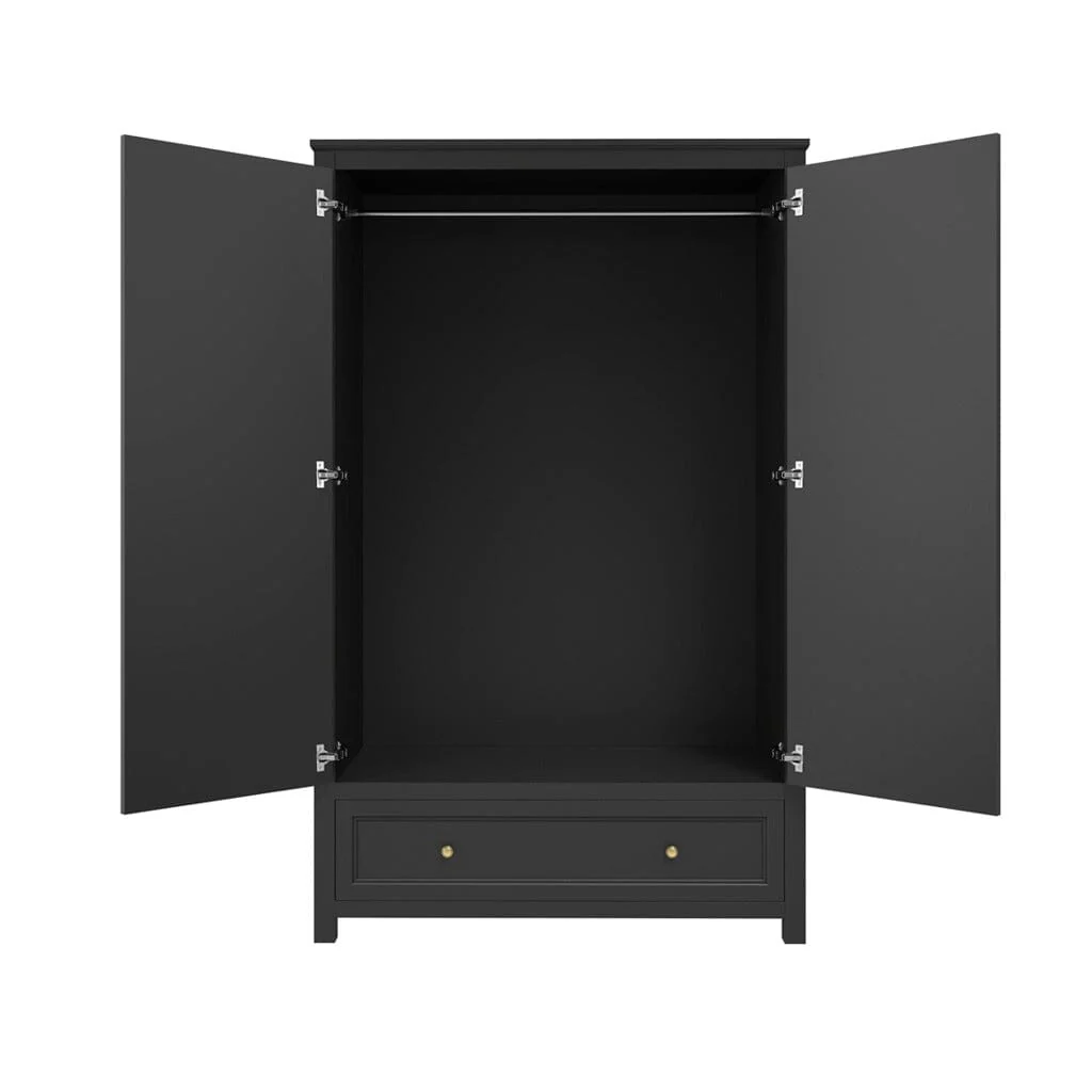 Cynthia Black 2 Door Wardrobe with Gold Handles - Image 6
