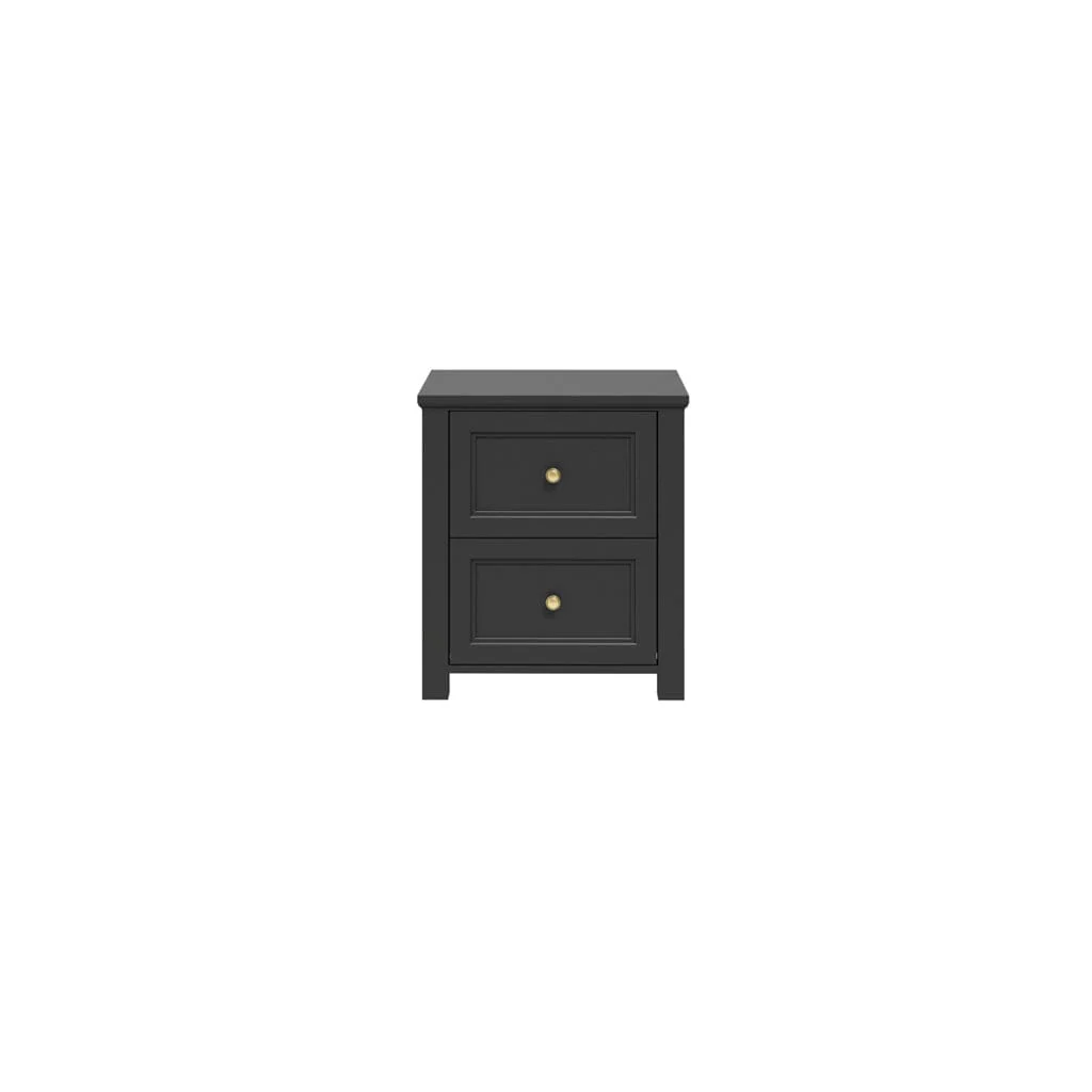 Cynthia Black 2 Drawer Bedside Table with Gold Handles - Image 3