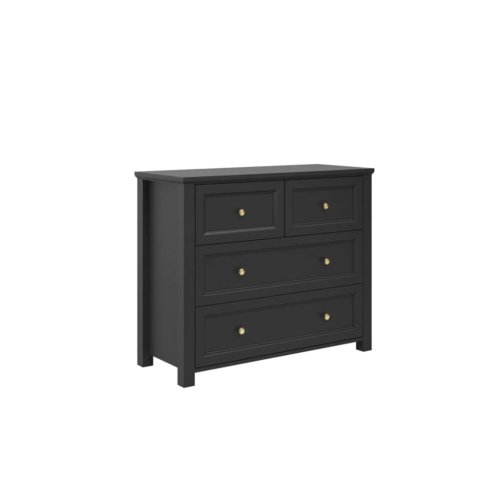 Cynthia Black 4 Drawer Chest with Gold Handles - Image 2