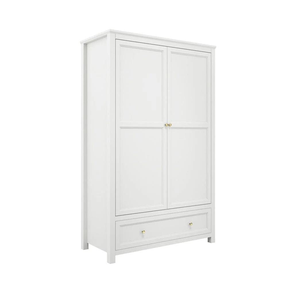 Cynthia White 2 Door Wardrobe with Gold Handles - Image 2