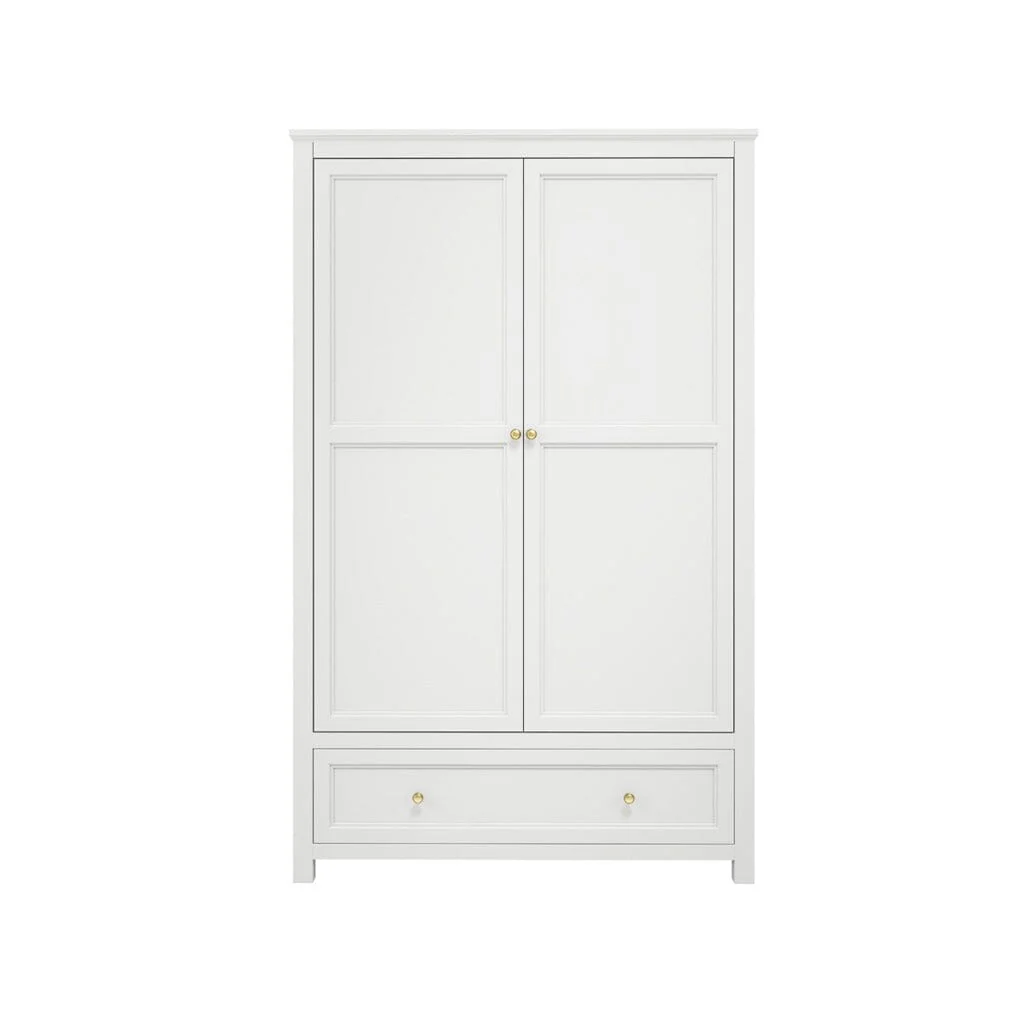 Cynthia White 2 Door Wardrobe with Gold Handles - Image 3