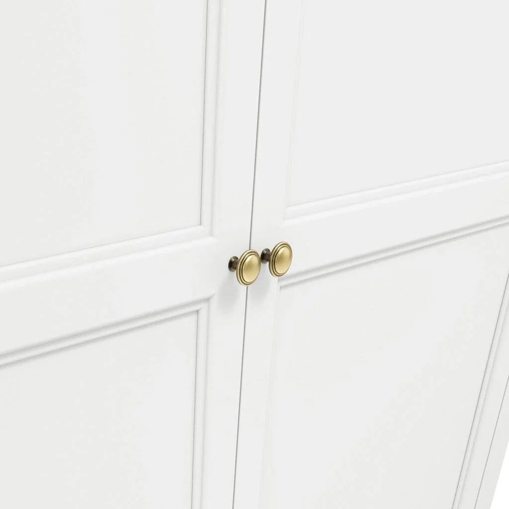Cynthia White 2 Door Wardrobe with Gold Handles - Image 5