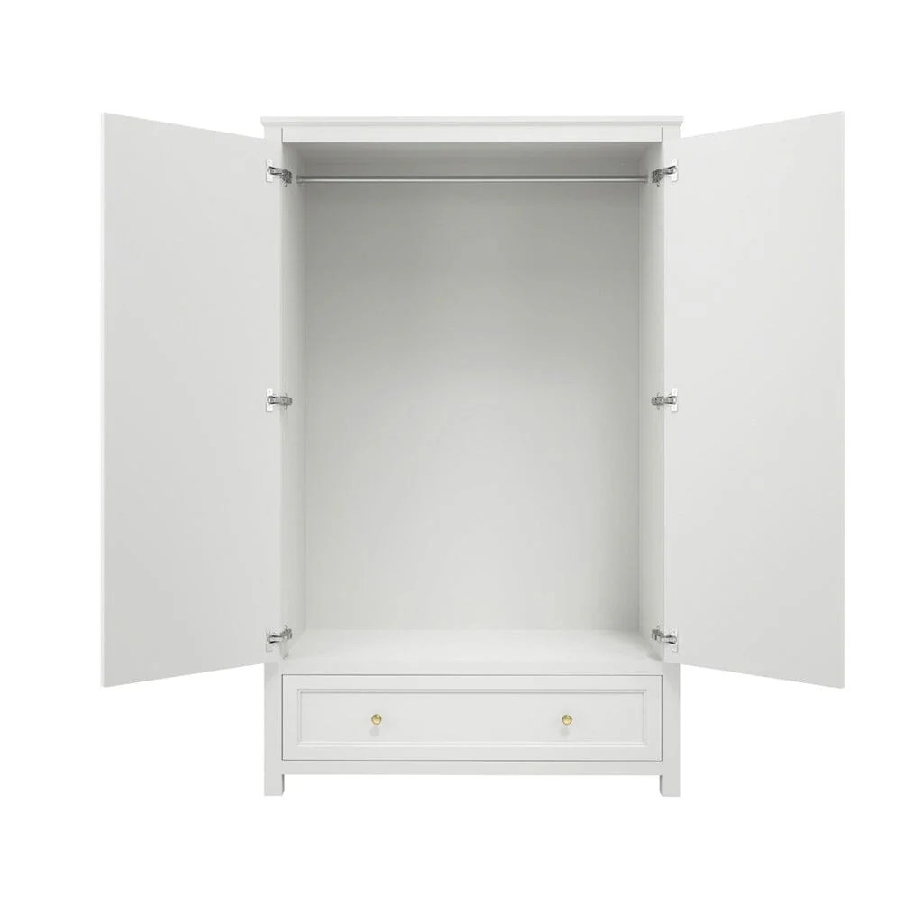 Cynthia White 2 Door Wardrobe with Gold Handles - Image 6