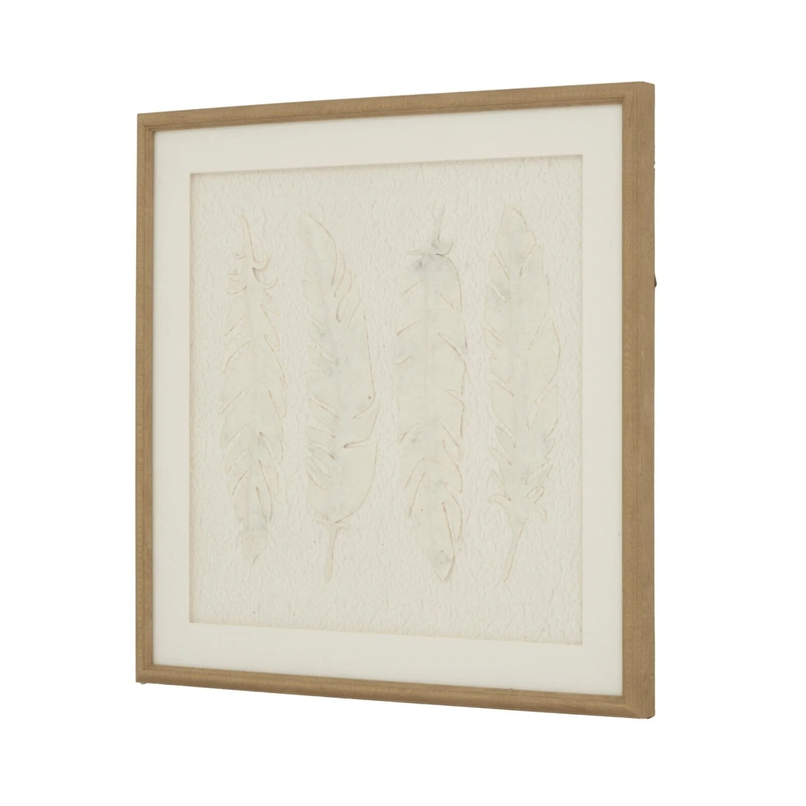 Cyrus Cream Feather Print Wall Art in Wooden Frame - Image 2