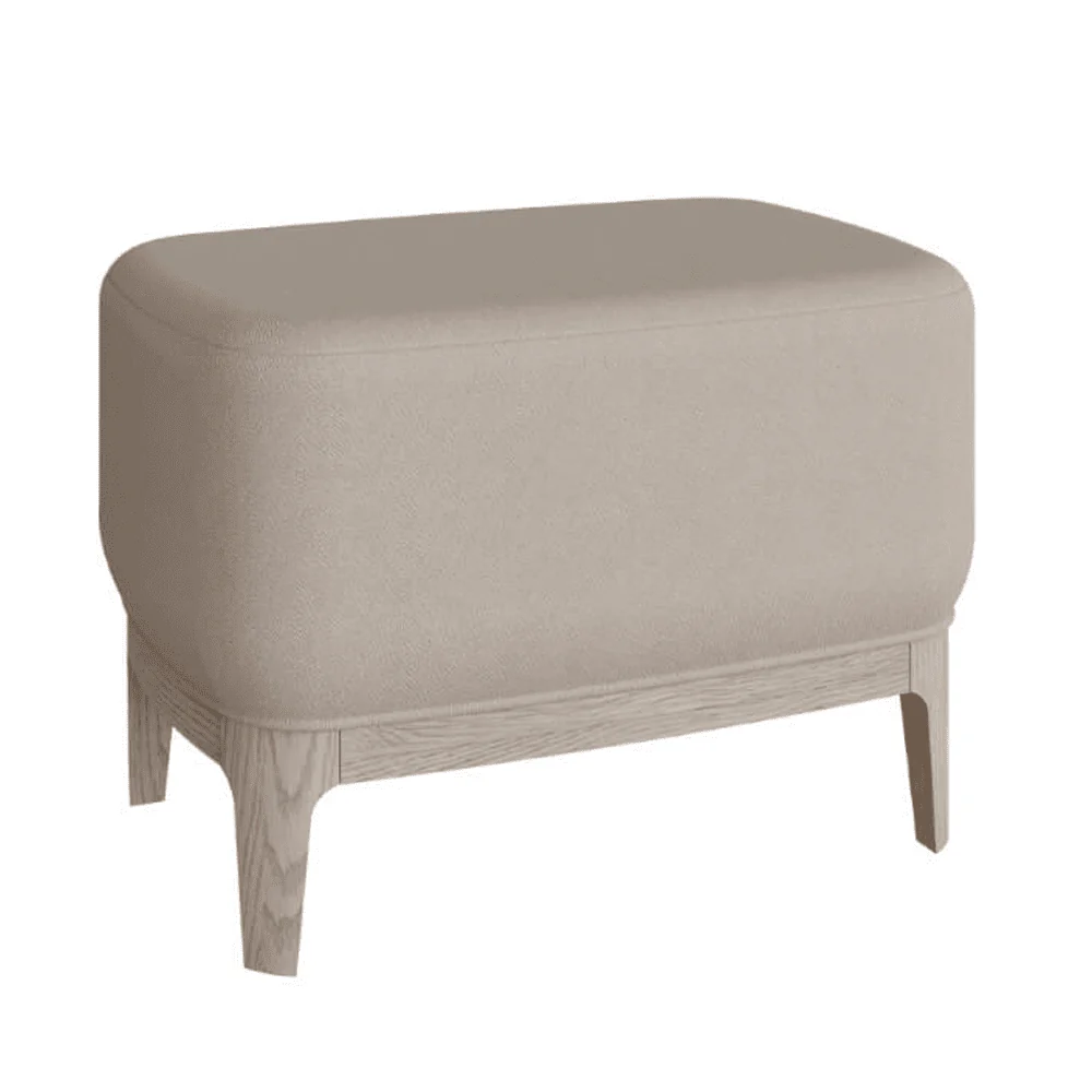 Dahlia Mushroom Fabric Stool with Lightwash Wood Legs - Image 5