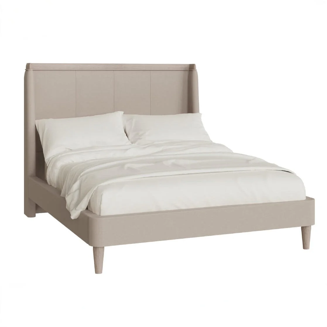 Dahlia Mushroom & Lightwash Wood Veneer Bed - Image 3
