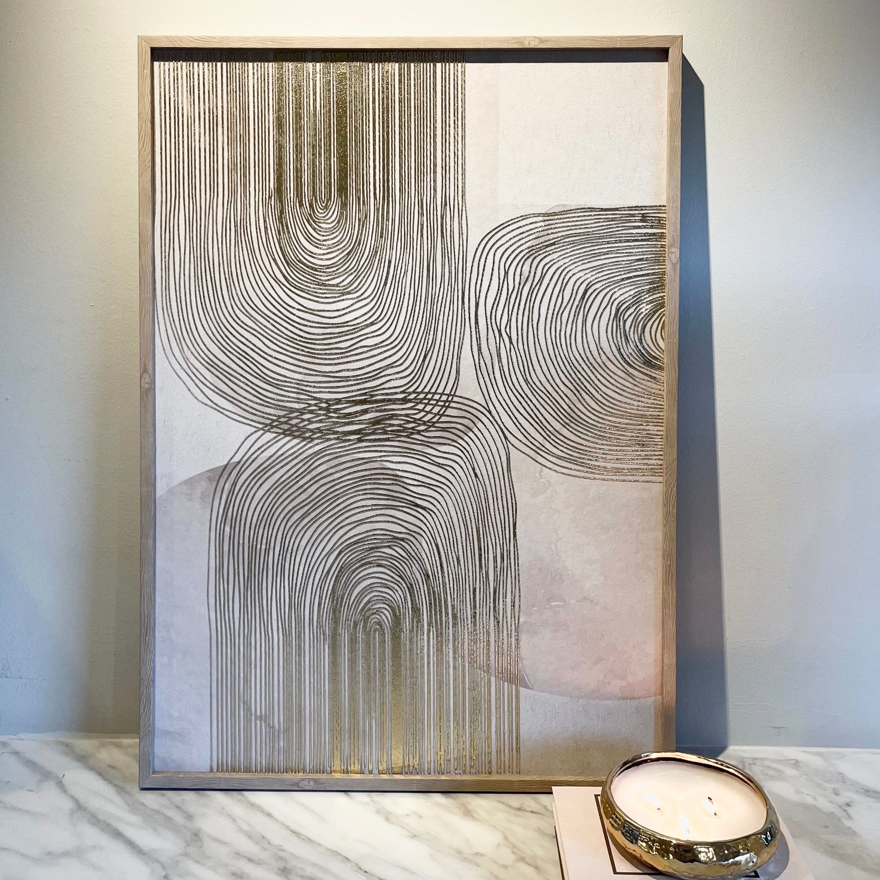 Dalia Cream & Gold Abstract Framed Wall Art- 50x70cm