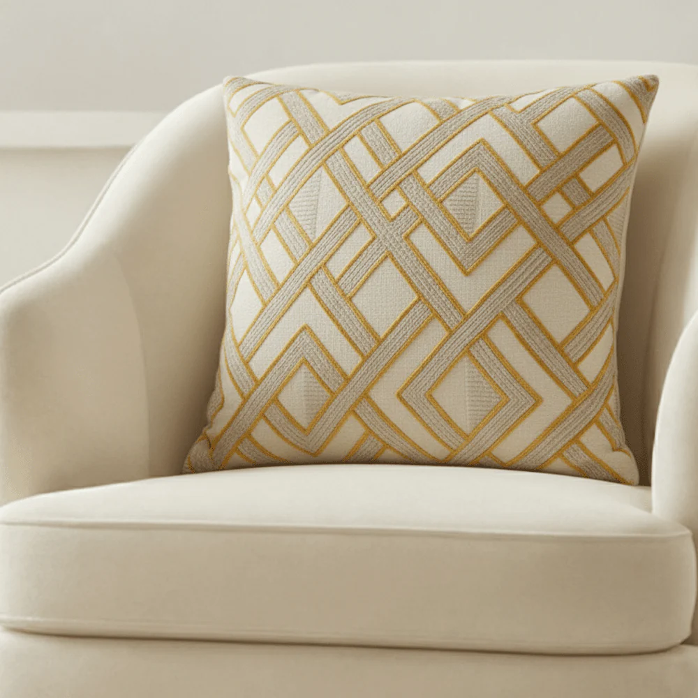 Daniela Rust & Cream Geometric Cushion - 50x50cm