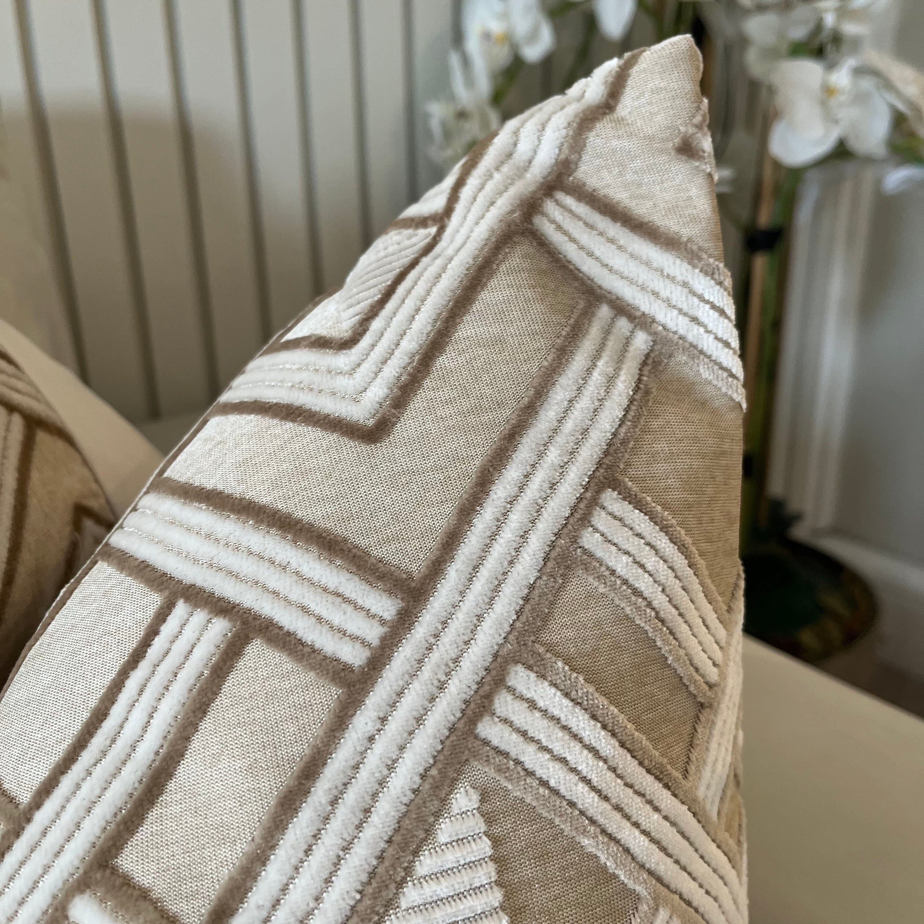 Daniela Taupe & Cream Geometric Cushion - 50x50cm - Image 2