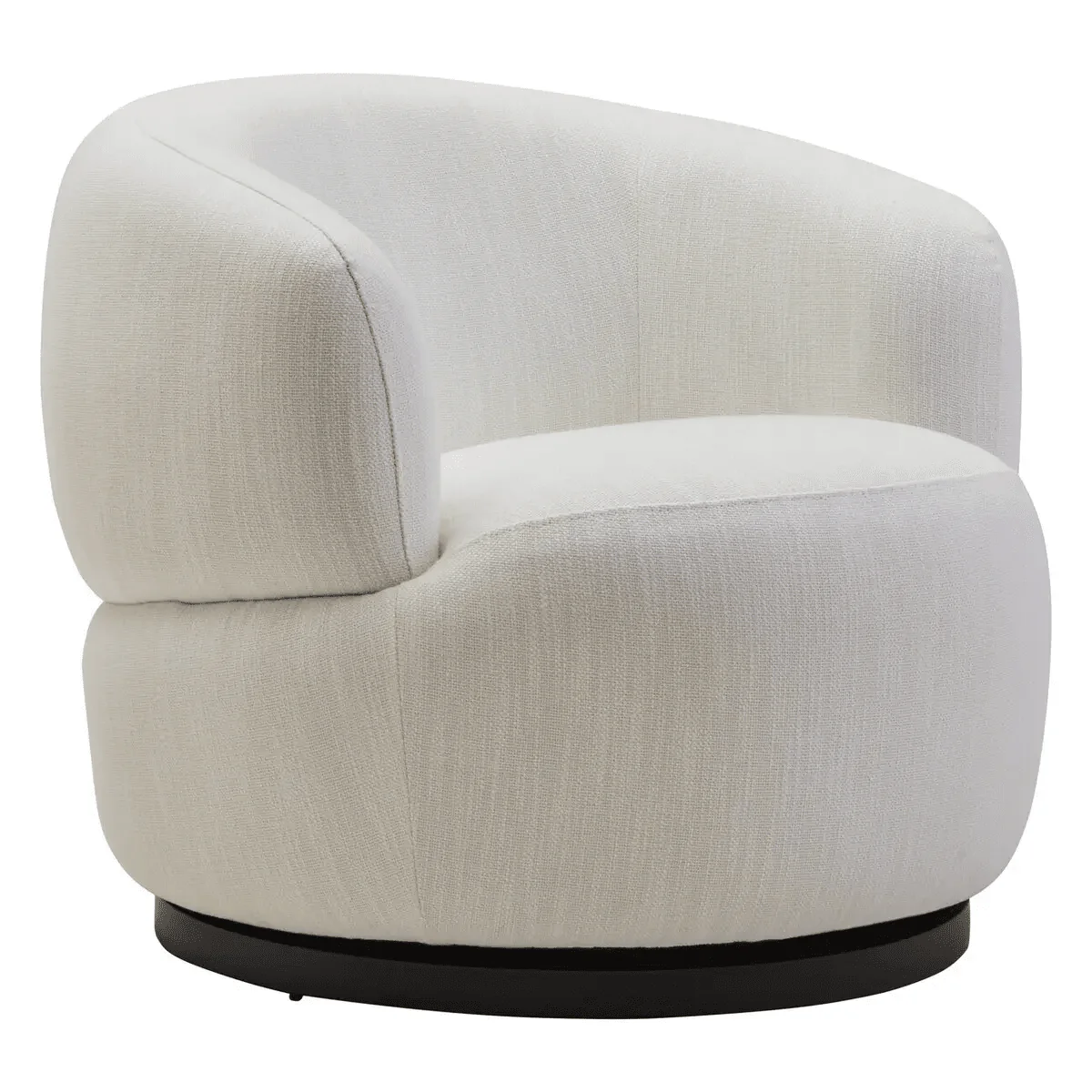 Daphne Cream Textured Swivel Accent Chair with Black Accents - Image 2