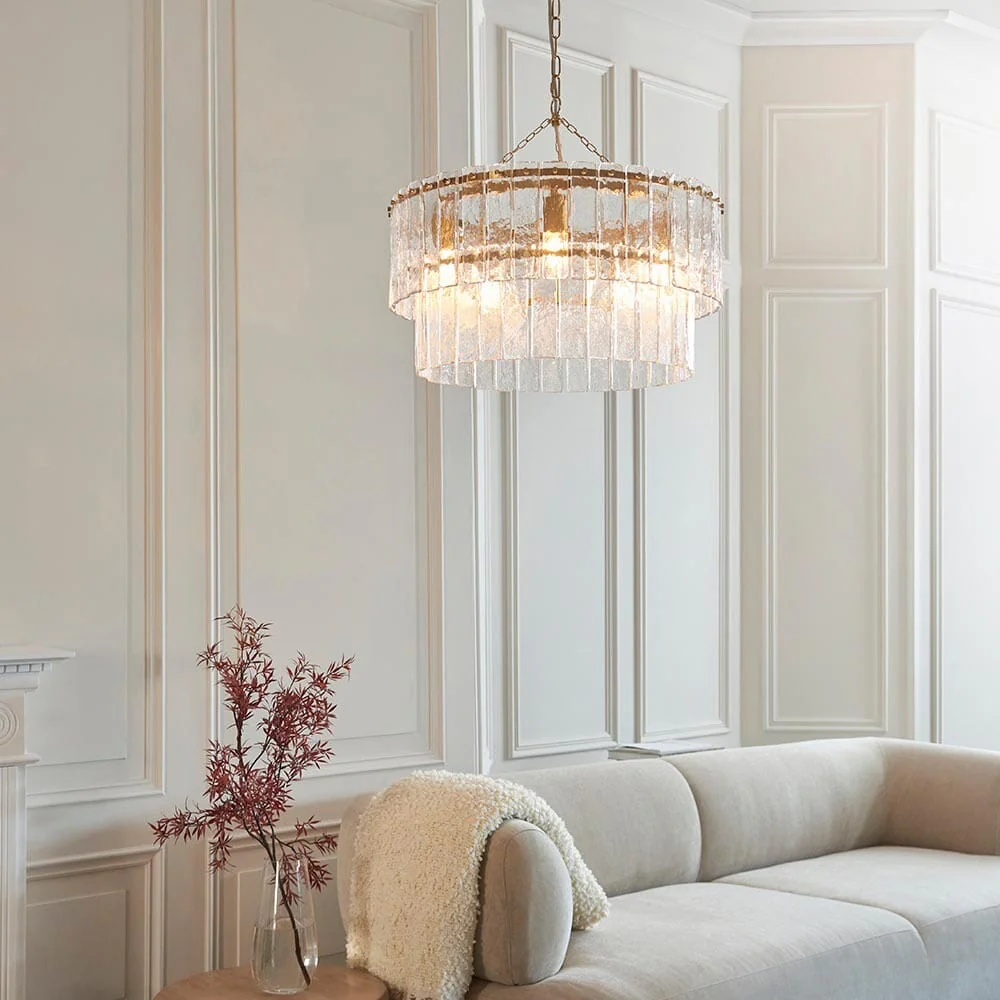 Daphne Gold & Rippled Glass 5 Light Chandelier - Image 4
