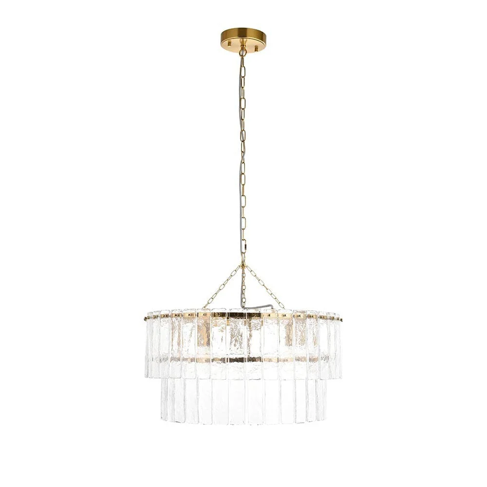 Daphne Gold & Rippled Glass 5 Light Chandelier - Image 5