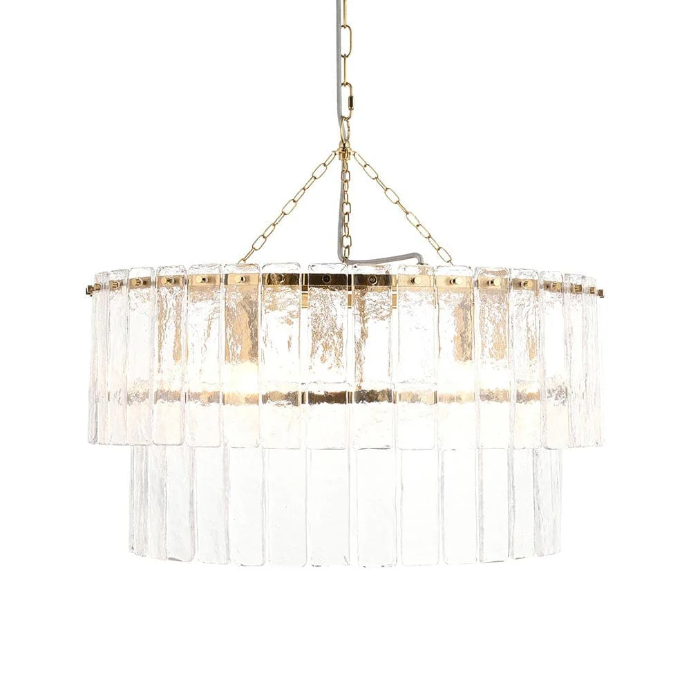 Daphne Gold & Rippled Glass 5 Light Chandelier - Image 6