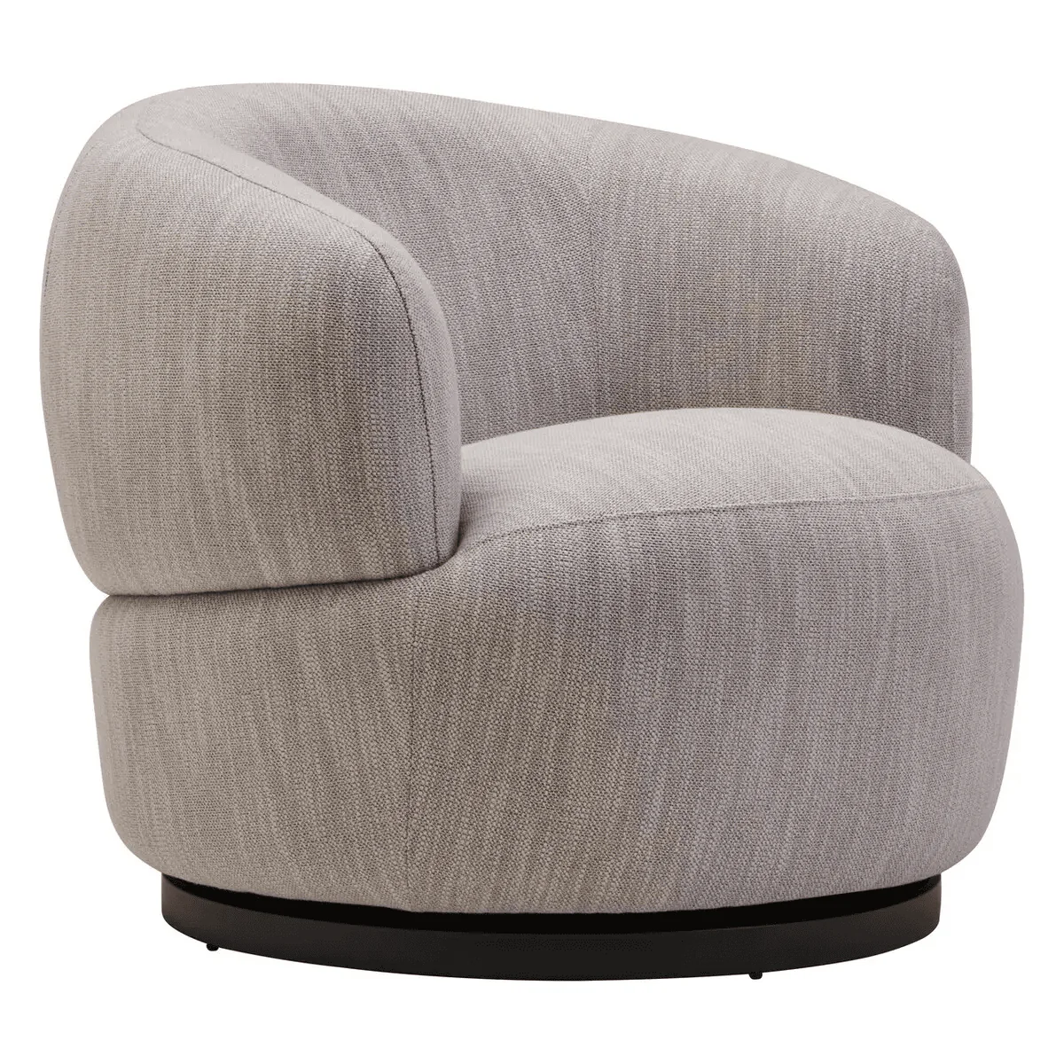 Daphne Grey Textured Swivel Accent Chair with Black Accents - Image 2