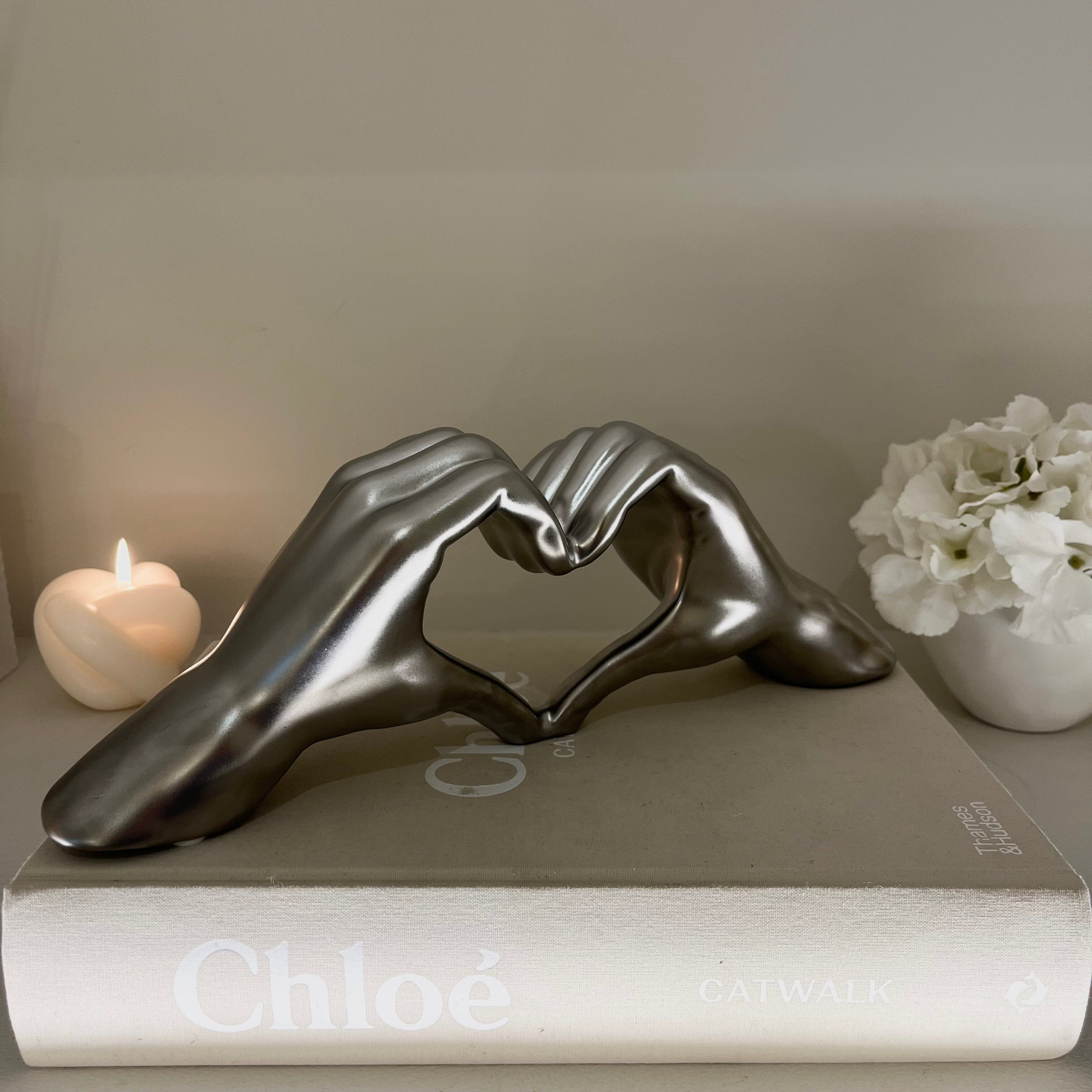 Decorative Silver Heart Hands Ornament